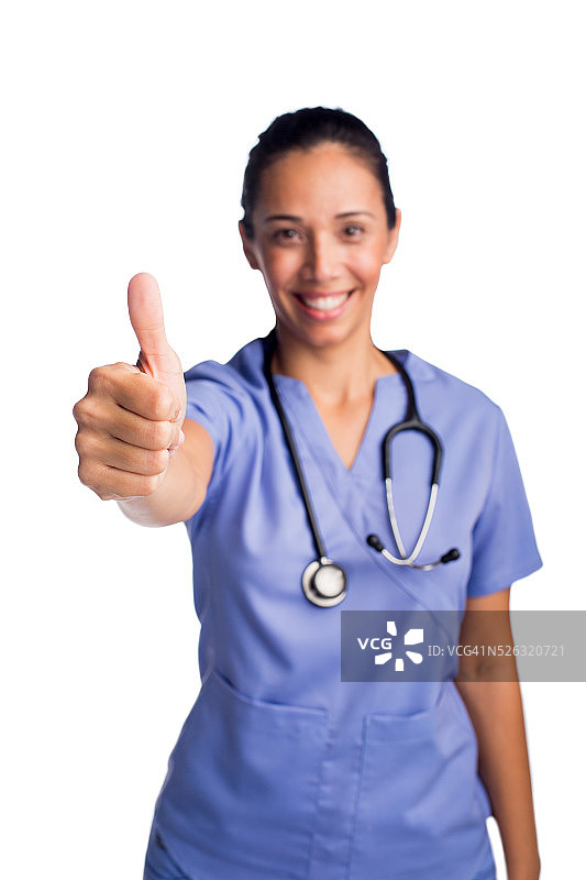 女护士竖起大拇指图片素材