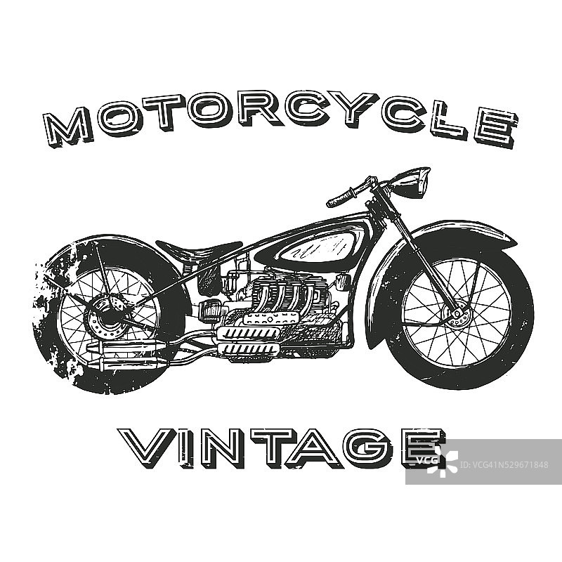 老式摩托车标签。图片素材