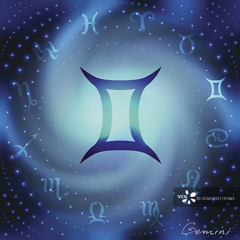 空间螺旋与占星双子座符号图片素材
