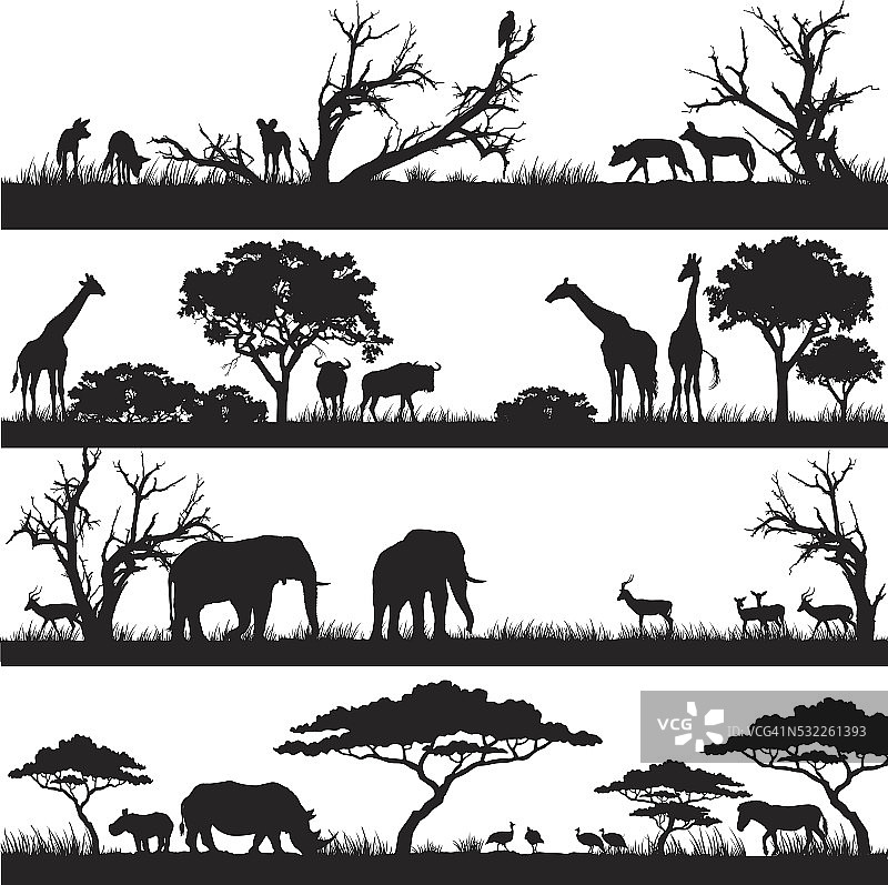 非洲狩猎轮廓图片素材