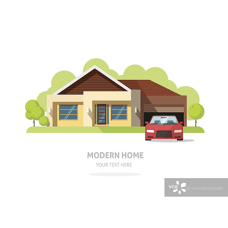 住宅立面当代现代。美国房屋传统农舍向量图片素材