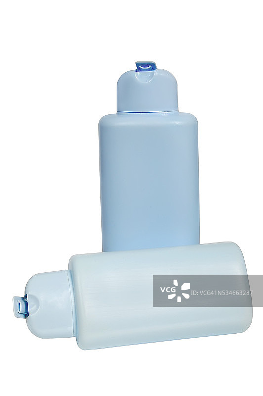 封闭的化妆品或卫生蓝色塑料瓶凝胶，液体图片素材