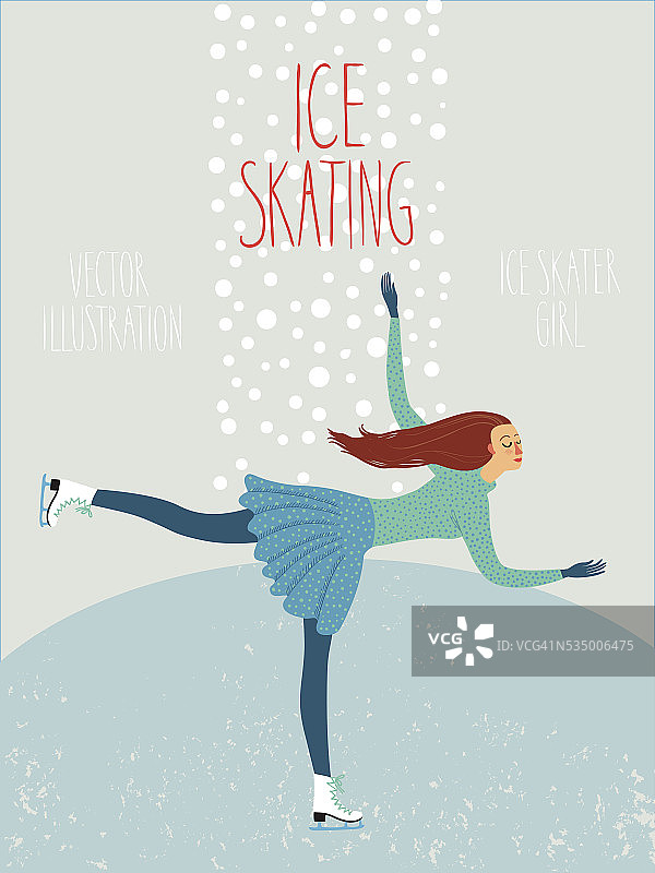 卡通滑冰女士海报图片素材