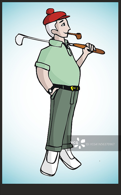 一个拿着高尔夫球杆的男人的侧影图片素材