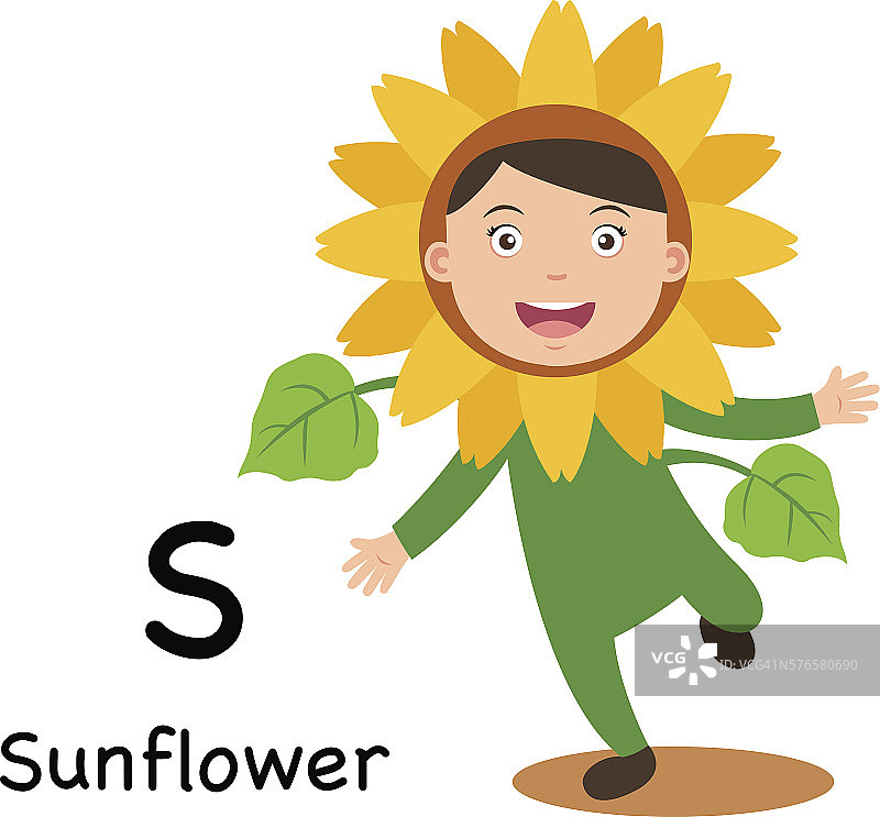 字母字母S-sunflower,向量图片素材