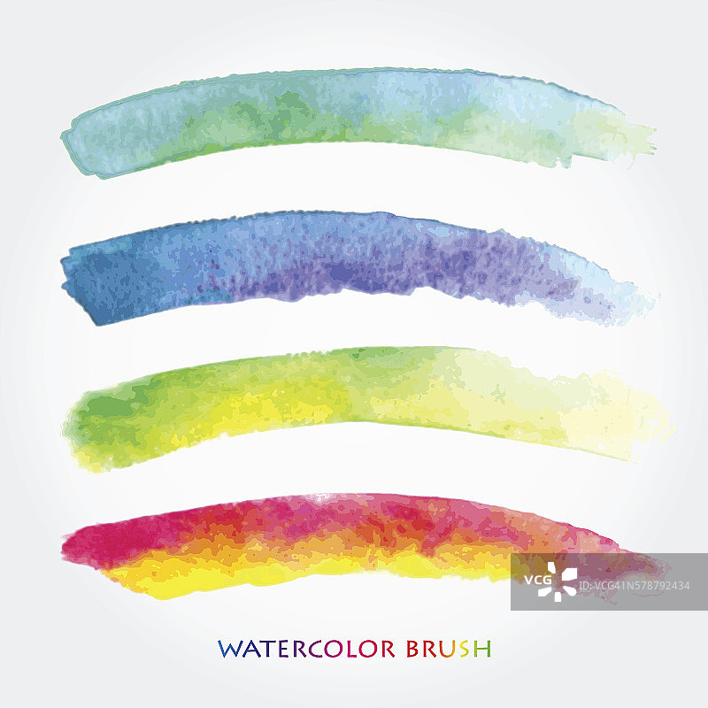 用水彩创建的一组彩色笔触。图片素材