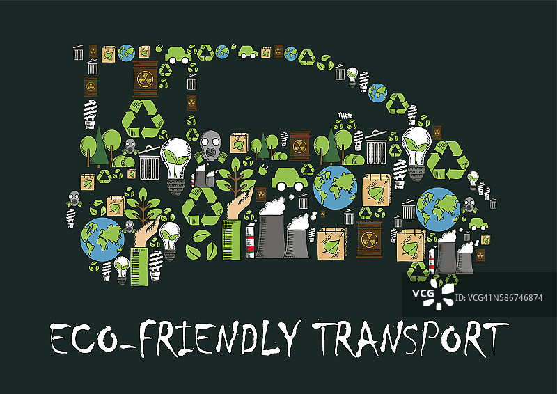 生态汽车标志由生态图标组成图片素材