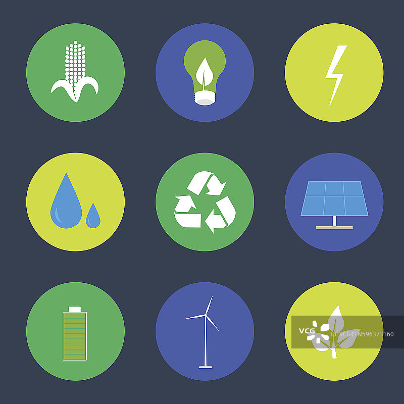 绿色能源和回收图标集图片素材