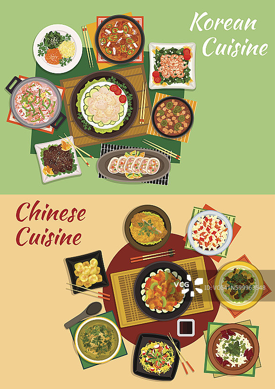 中国菜和韩国菜的图标图片素材