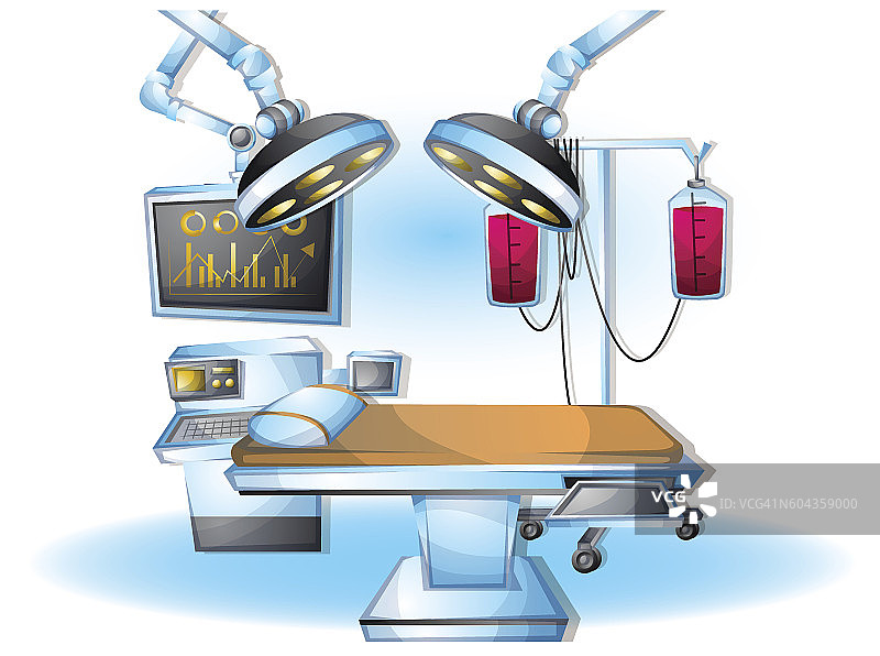 卡通矢量插图内部手术手术室与分离层图片素材