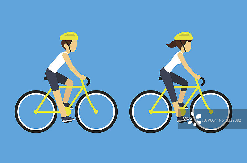 男性和女性自行车手图片素材