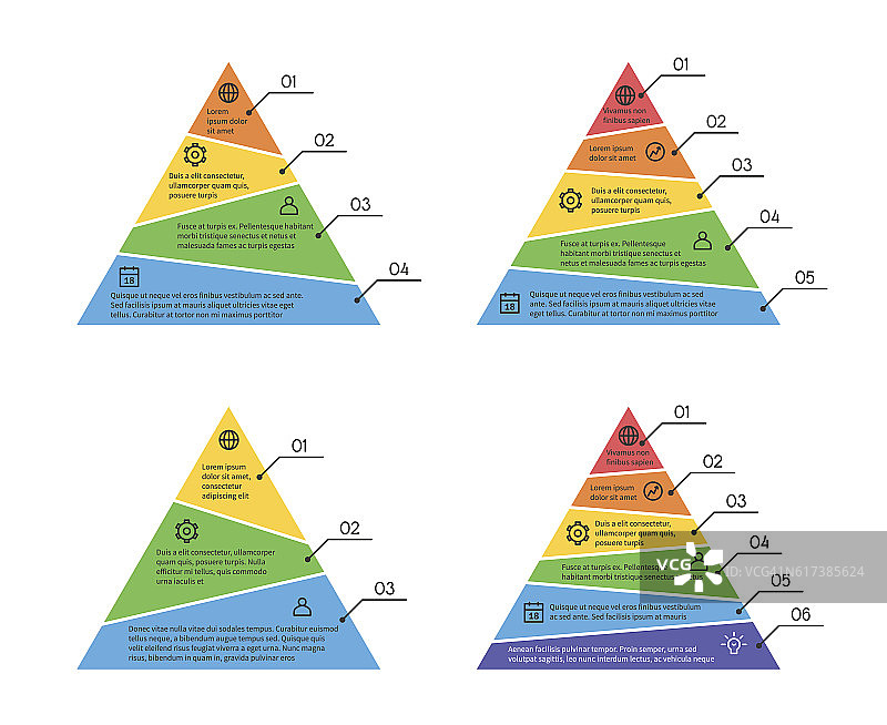 金字塔图、层图信息矢量图具有不同数量的元素图片素材