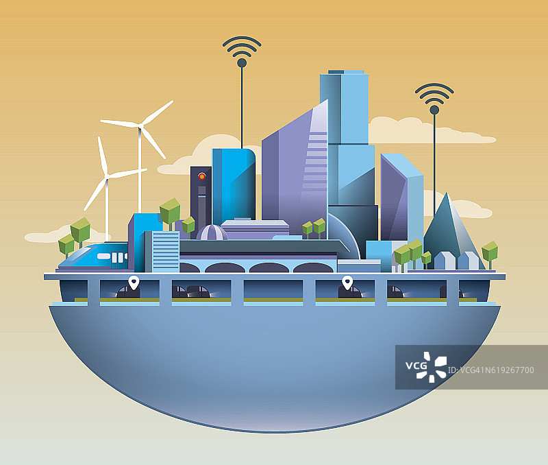 未来向量智慧城市，洁净温暖的环境图片素材