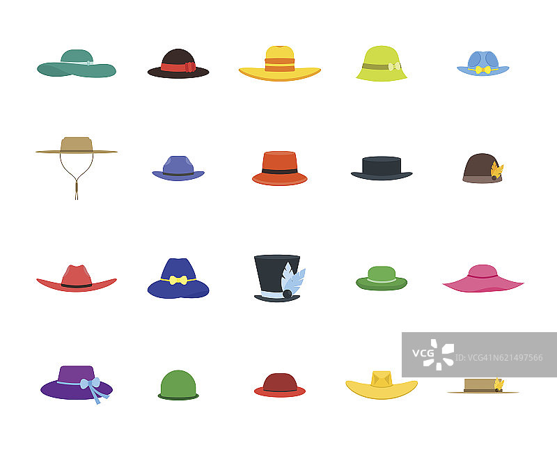 帽子为男人和女人设置时尚。向量图片素材