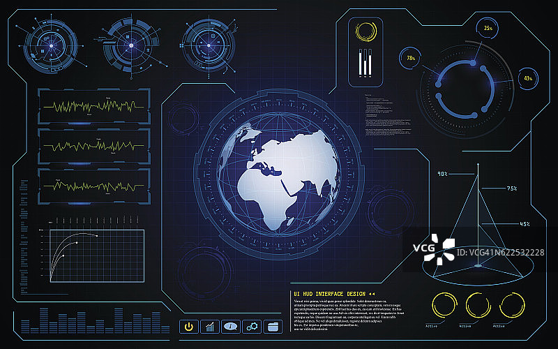 矢量hud UI界面网络全球科技创新概念背景图片素材