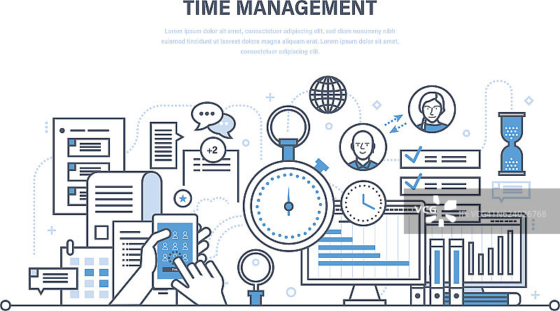 时间管理，计划，工作组织，工作过程控制。图片素材