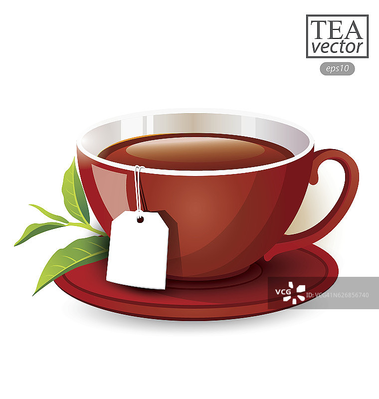 一杯茶孤立在白色的背景上。图片素材