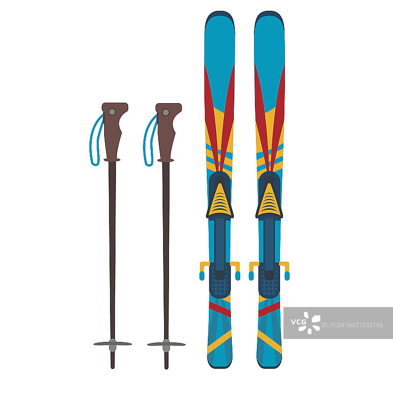 滑雪和棍子矢量插图图片素材