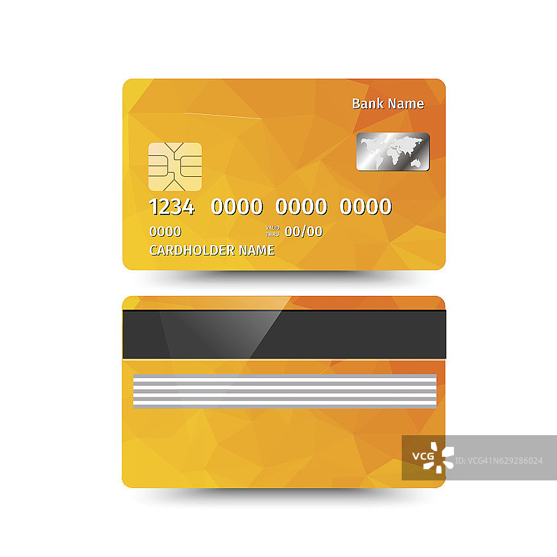 信用卡两面采用抽象设计。矢量图图片素材