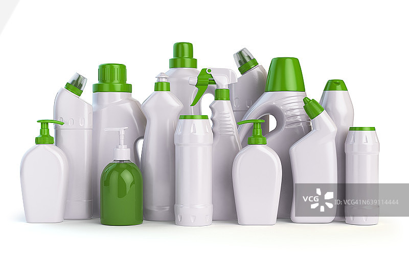 天然绿色洗涤剂瓶或容器。清洁用品图片素材
