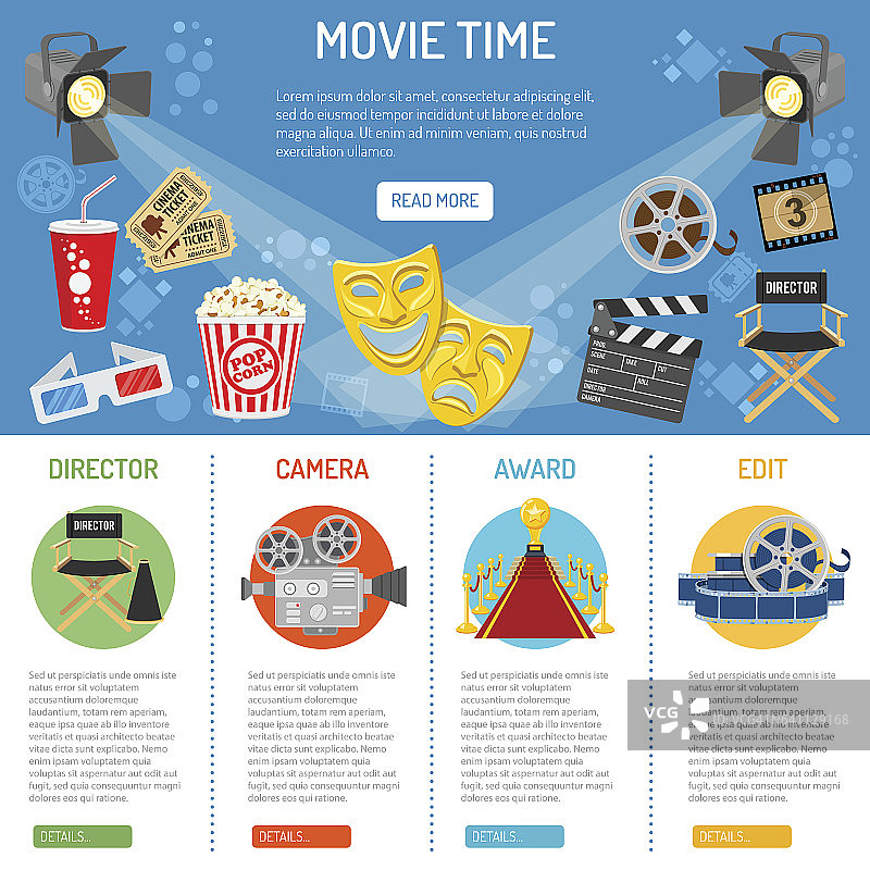 电影和电影信息图表图片素材