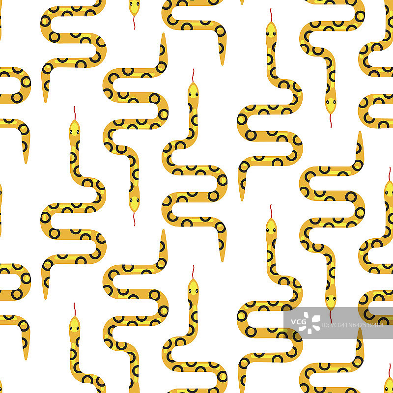 黄色蛇在白色无缝模式矢量图片素材
