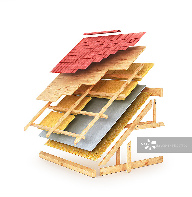 房屋屋顶技术细节。图片素材