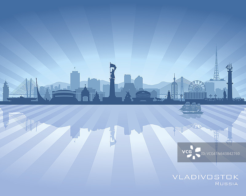 符拉迪沃斯托克俄罗斯城市天际线剪影图片素材