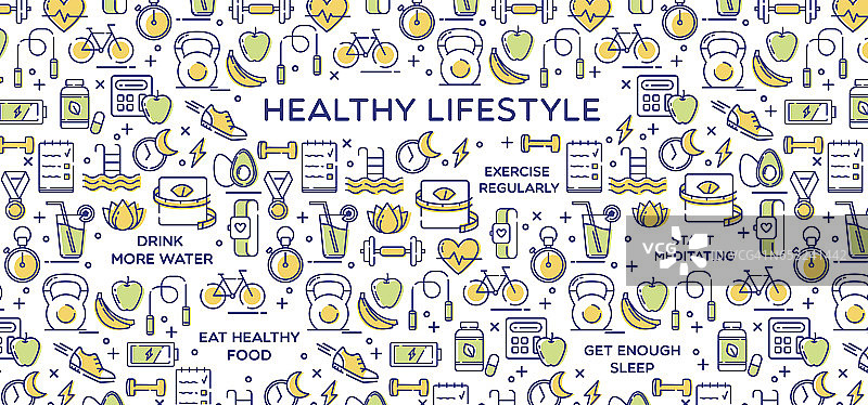 健康生活方式矢量插图，节食，健身和营养图片素材