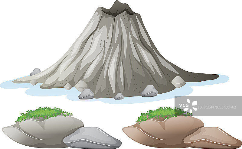 火山和不同色调的岩石图片素材