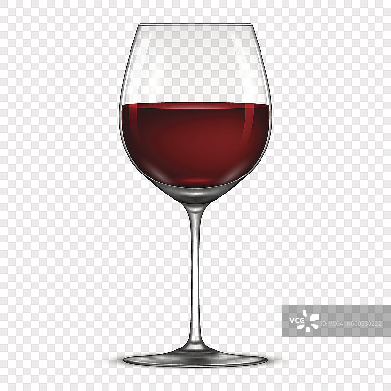 矢量现实葡萄酒杯与红酒图标隔离在透明的背景。EPS10中的设计模板图片素材