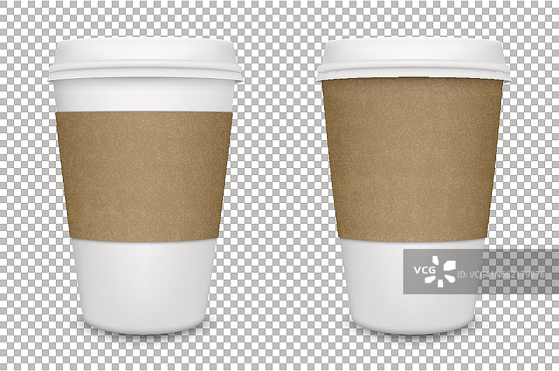 向量现实空白纸咖啡杯集孤立。向量EPS10图片素材