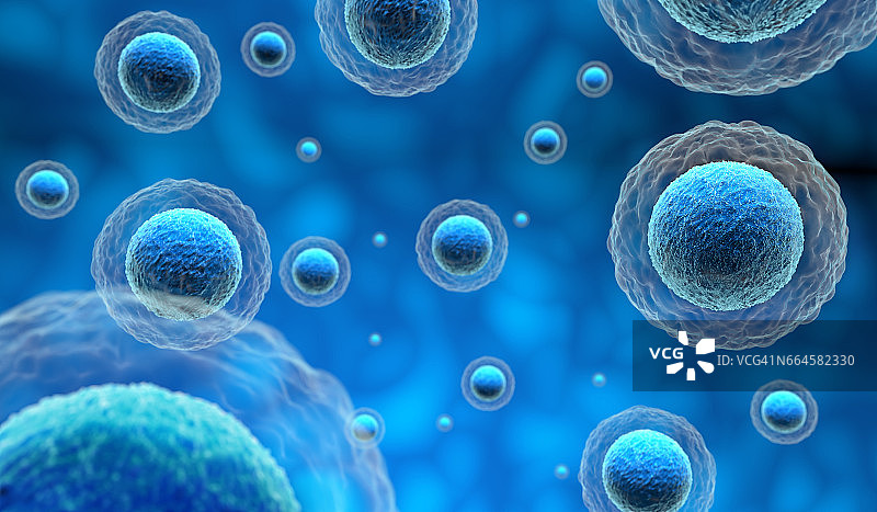 蓝色背景中的人类细胞图片素材