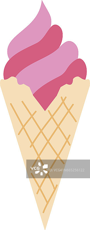 冰淇淋甜点矢量插图巧克力食物甜冷孤立图标小吃蛋筒美味水果冷冻糖果卡通彩色华夫饼棒图片素材