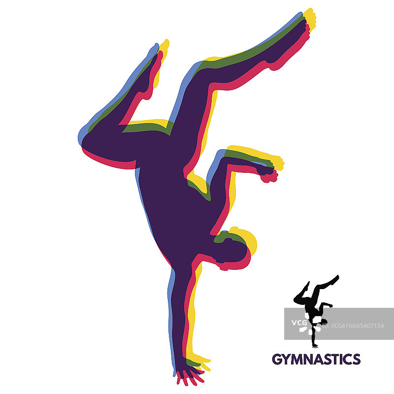 体操运动员。舞者的剪影。运动的象征。矢量插图。图片素材