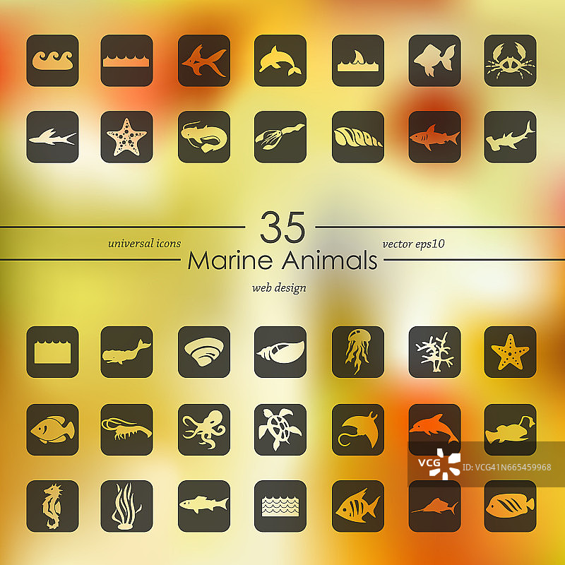 一组海洋动物图标图片素材