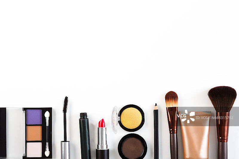 化妆化妆工具和化妆品的基本背景，复制空间图片素材