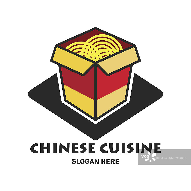 中餐馆/中餐图标与文字空间为您的口号/口号，矢量插图图片素材