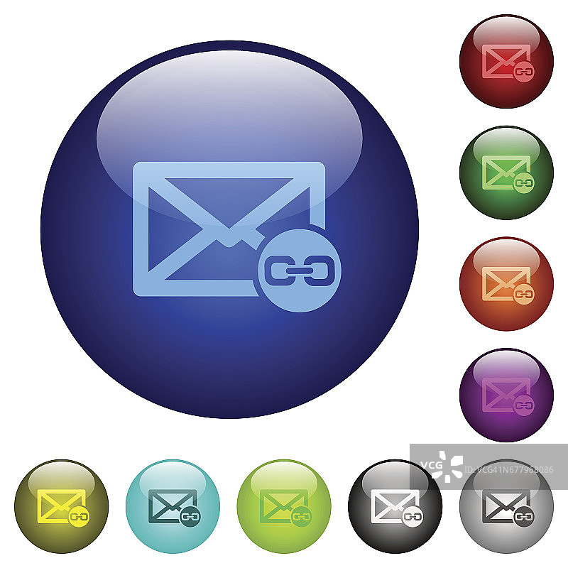 彩色邮件附件玻璃按钮图片素材