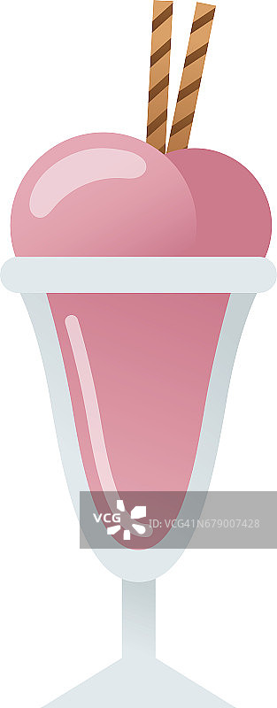 冰卡通彩色奶油甜点矢量插图草莓食品甜冷孤立图标小吃蛋筒美味水果冷冻糖果棒派对美味图片素材