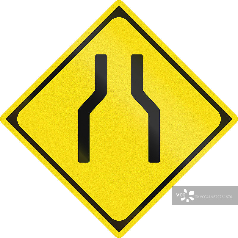 日本警告道路标志-道路狭窄图片素材
