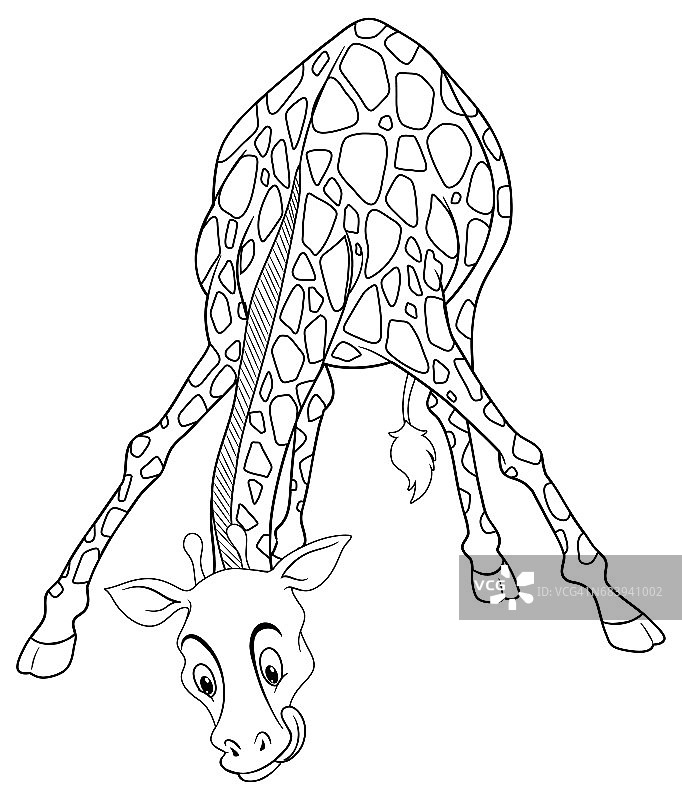 长颈鹿饮水动物轮廓图片素材
