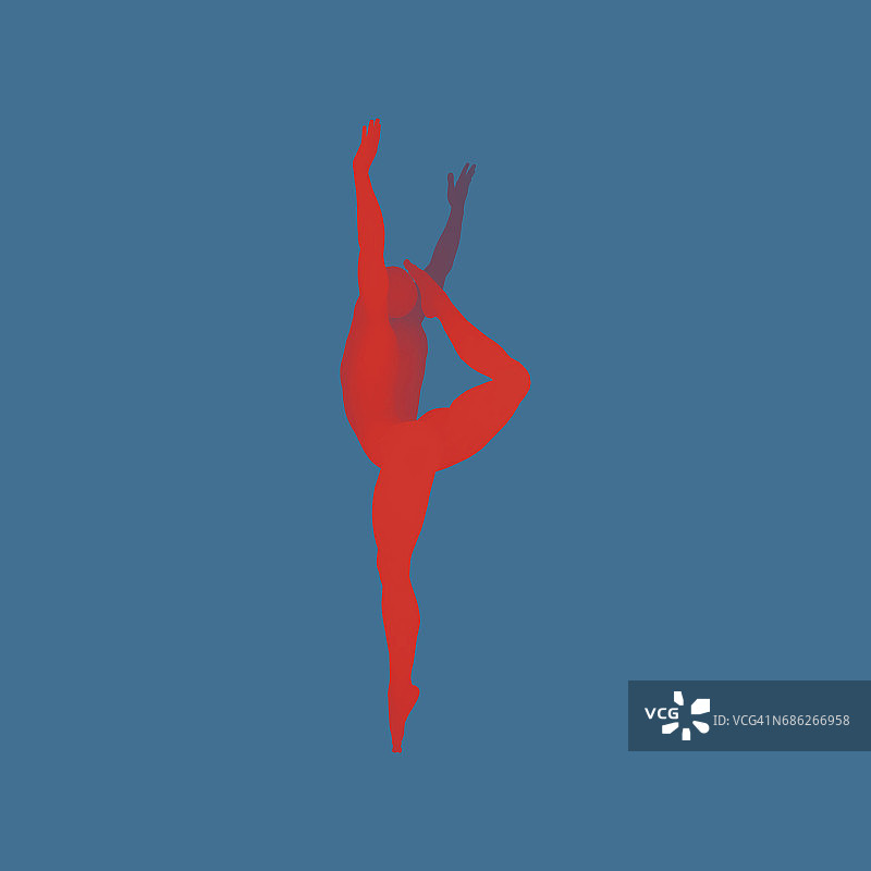 芭蕾舞演员的剪影。人的三维模型。运动的象征。矢量插图。图片素材
