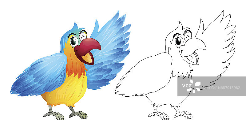 金刚鹦鹉的涂鸦动物图片素材