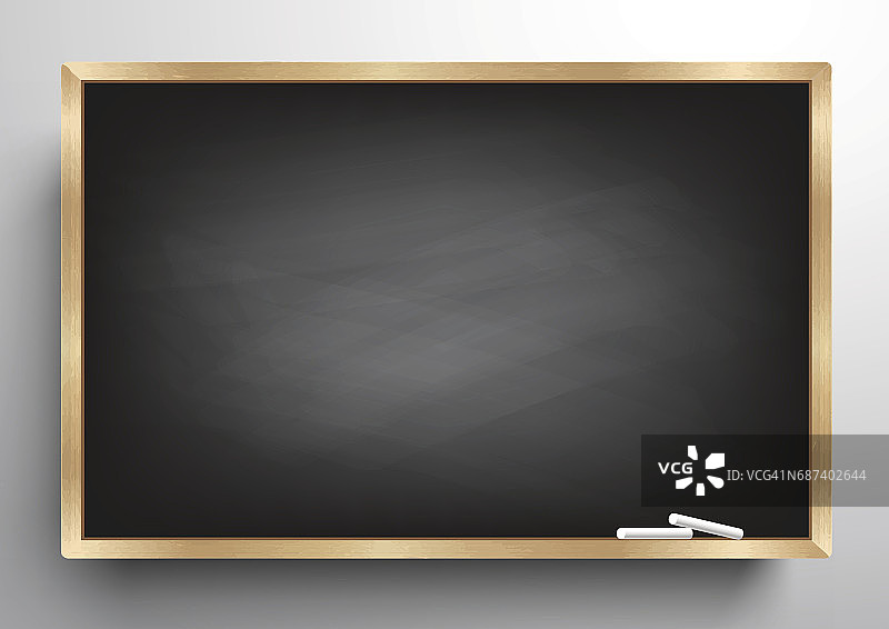 黑板背景木框，擦去脏黑板，矢量插图图片素材