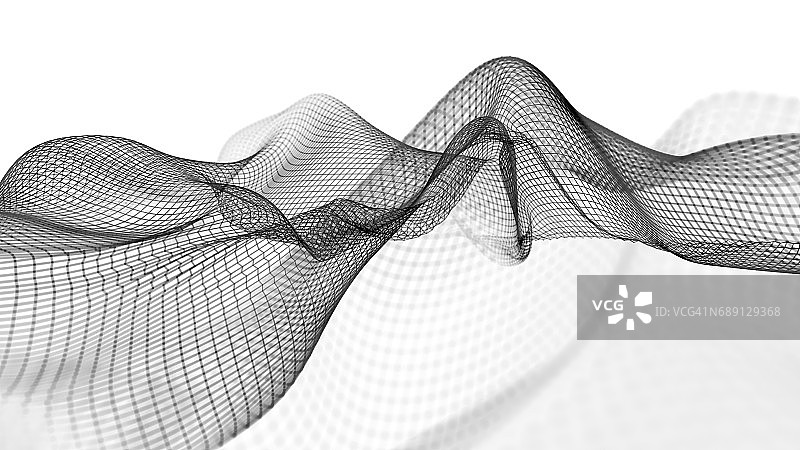 抽象波浪结构科学背景的三维插图图片素材