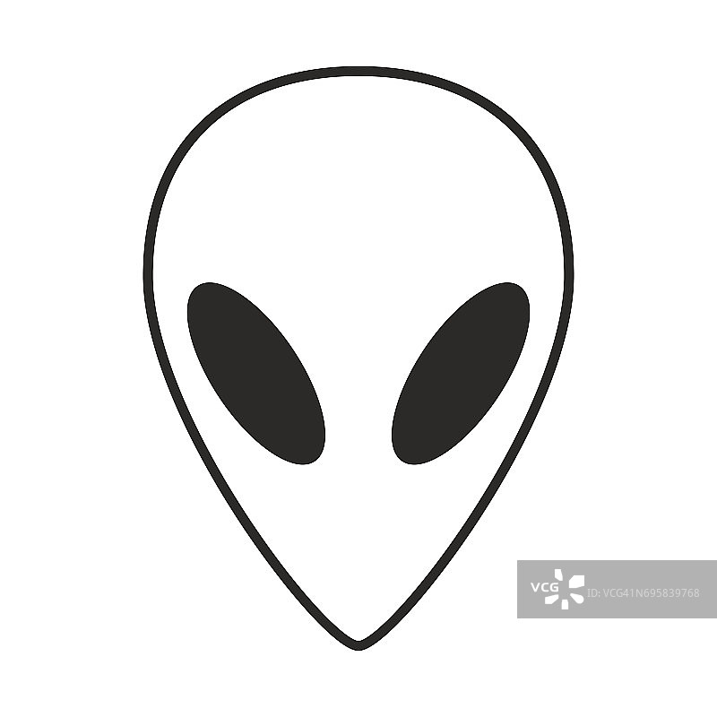 外星人，ufo脸轮廓向量符号图标设计。图片素材