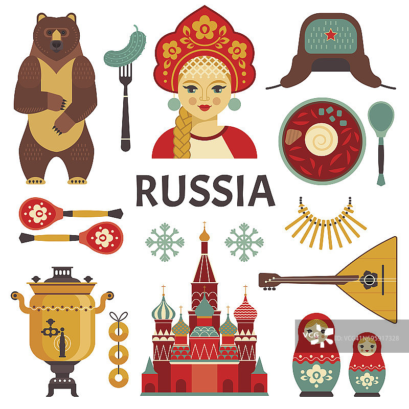 俄罗斯的图标集。图片素材