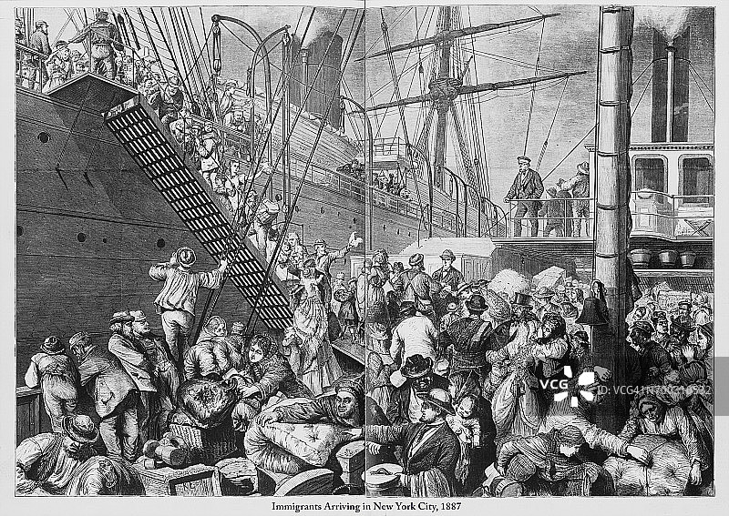 移民抵达纽约，1887年图片素材