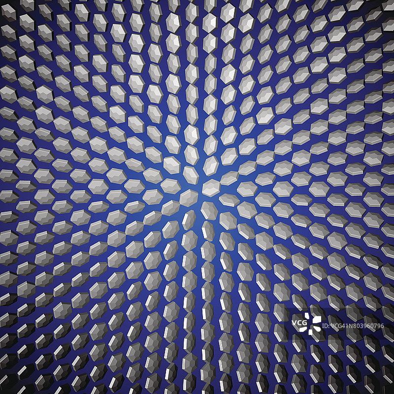 EPS10。晶体在蓝色背景上的对称性矢量插图。背景图片素材
